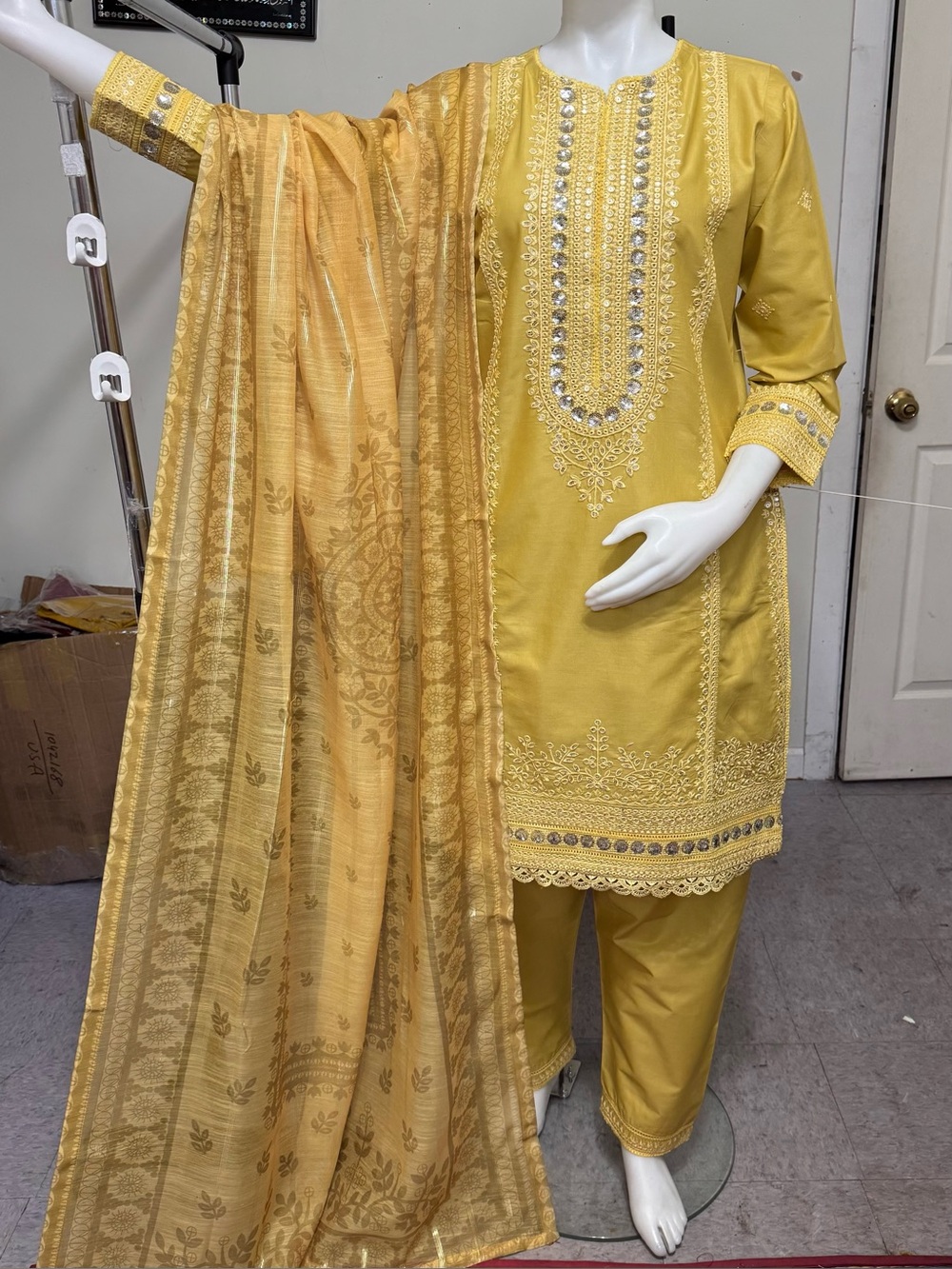 Pakistani cotton embroidered 3pc suit on clearance